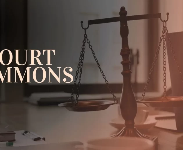 Court summons and legal paperwork