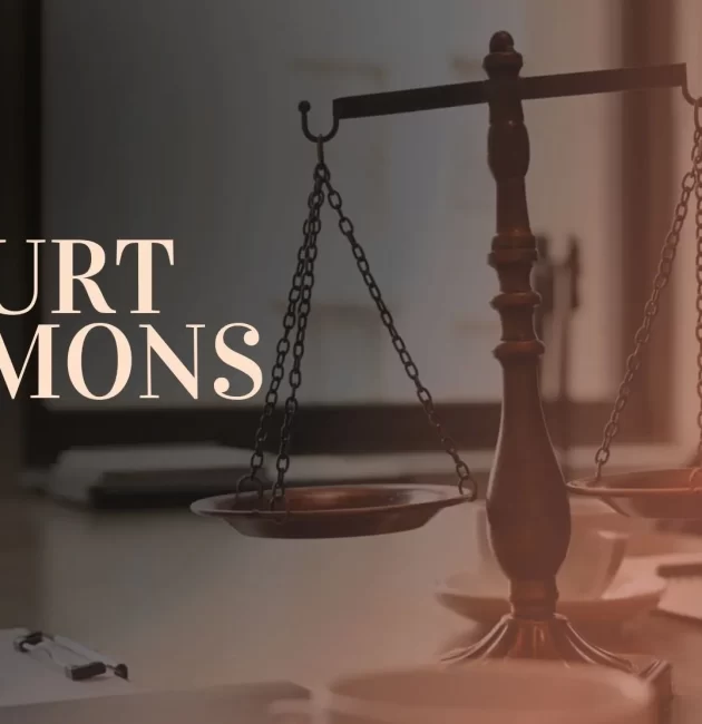 Court summons and legal paperwork