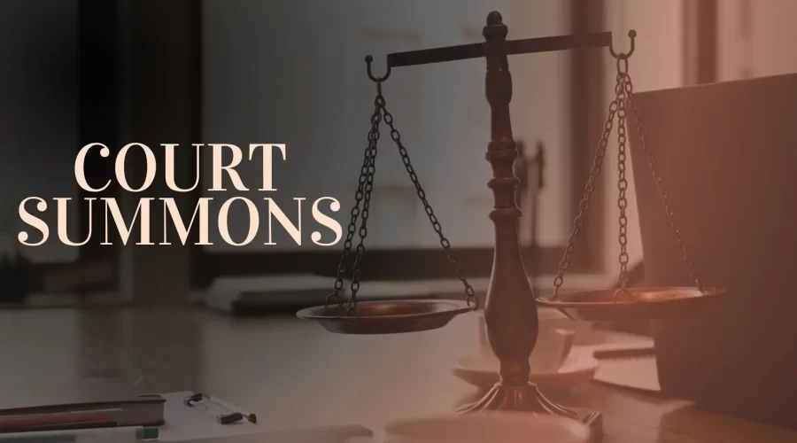Court summons and legal paperwork